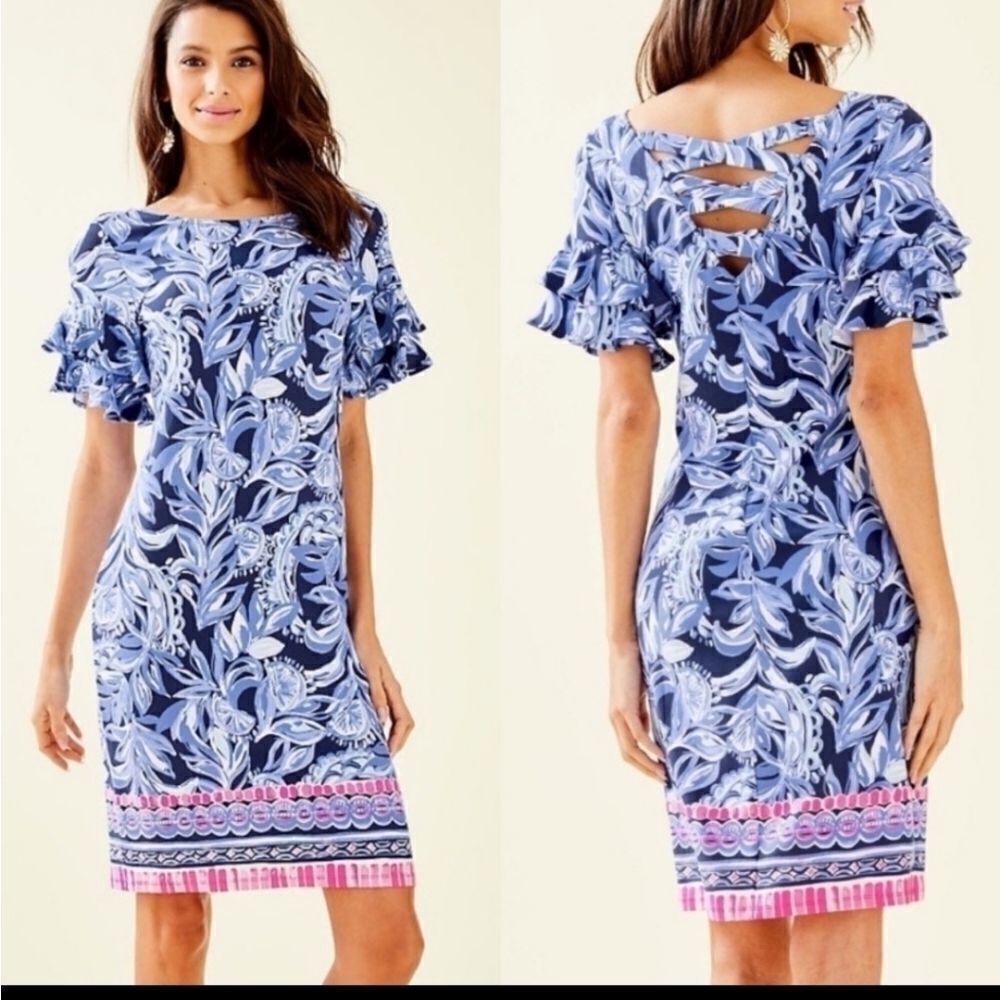 Lilly Pulitzer Dianna Dress in High Tide Navy, XXS - Picture 2 of 14